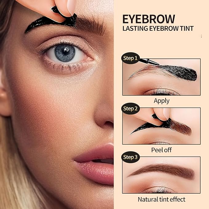Tattoo Eyebrow Gel Easy Peel Off, Peel Off Eyebrow Tint, Easy Peel off Eyebrow Gel, Peel Off Eyebrow Tint, Waterproof & Sweatproof for All Skin Types (#1 Light Brown +#3 Dark Brown)