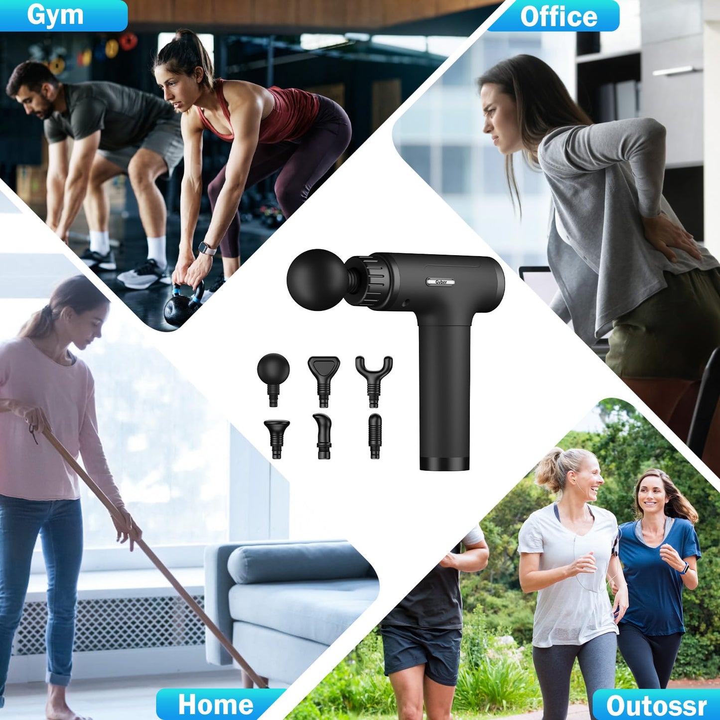 Massage Gun, Massage Gun Deep Tissue, Handheld Back Massager for Athletes, Percussion Muscle Massager with 6 Attachments & 30 Speed, Father's Day, Black