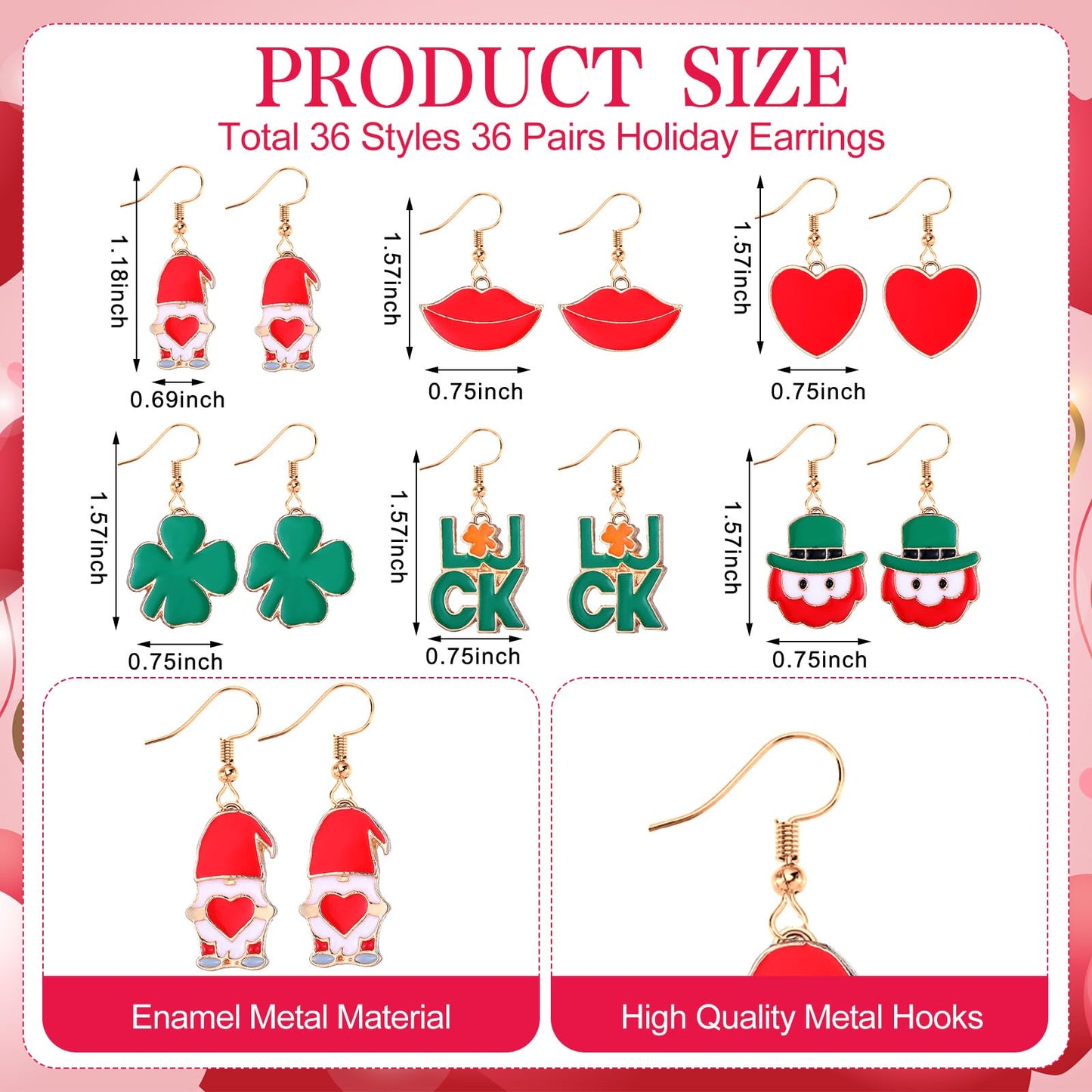 Nosiny 36 Pairs Holiday Earrings Variety Pack Halloween Christmas Fall Thanksgiving Gifts for Women Teacher Party Favors(Stylish Hook Earrings)