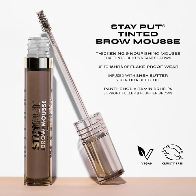 Milani Brow Tint- Stay Put Tinted Brow Mousse, Nourishing, High-Pigment infused with Shea Butter, Jojoba Seed Oil & Panthenol Vitamin B5 - Soft Brown