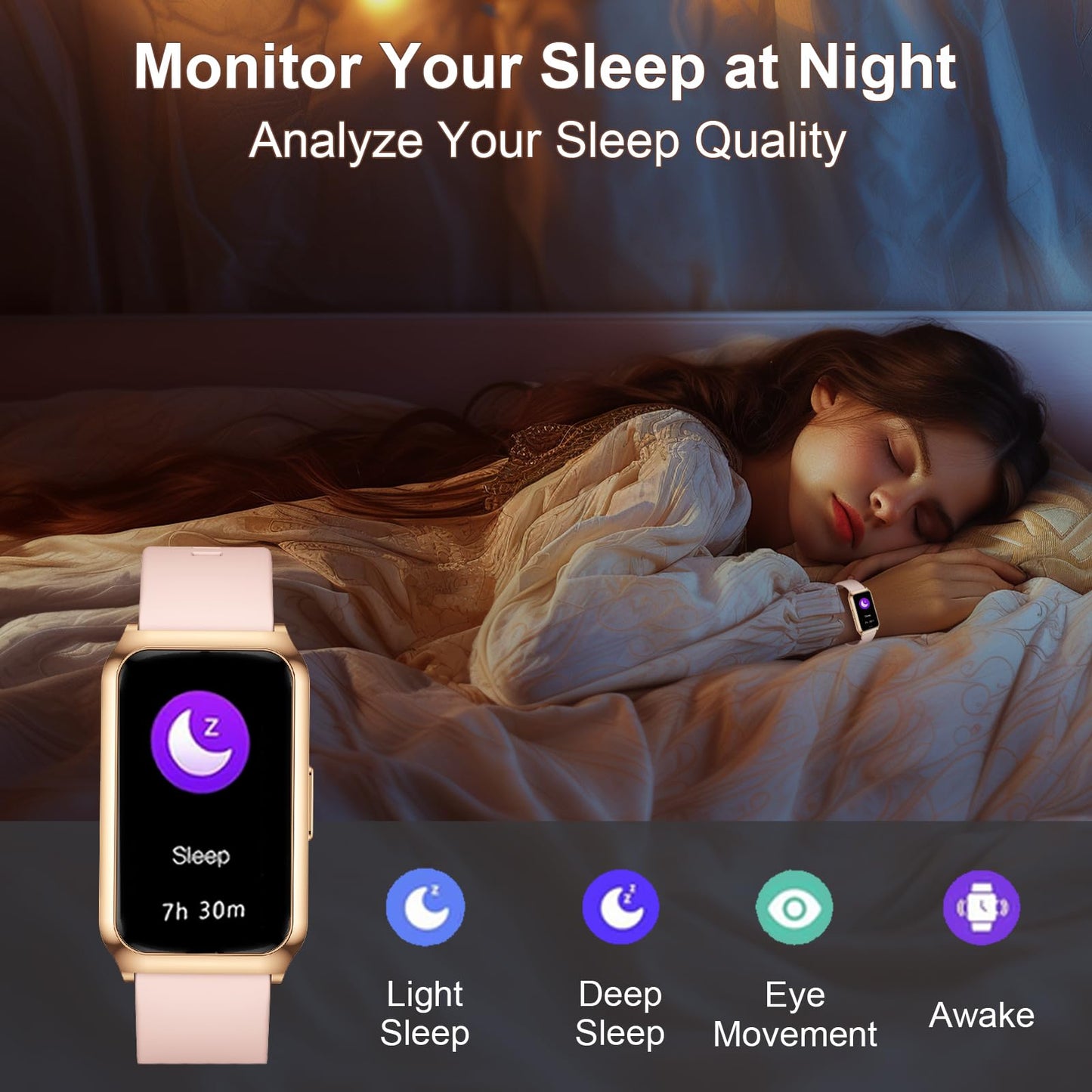 GADIXY Fitness Tracker,Smart Watch 7 Day+ Battery with 24/7 Heart Rate/Step/Calories,Activity Tracker,Aluminium Case,Blood Oxygen Sleep Monitor,IP68 Fitness Watches for Women Android&iOS Gold+Pink