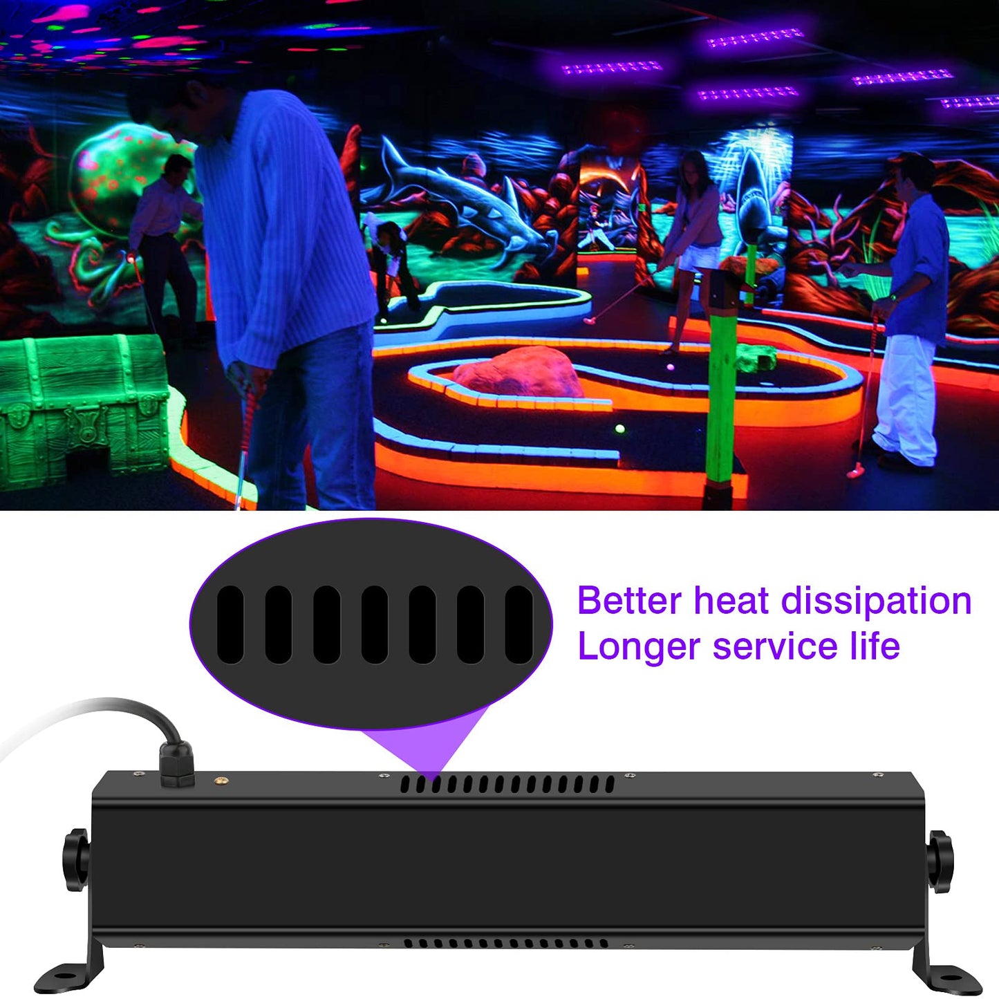 Black Light Bar Glow Party - 54W 18LEDs Powerful UV Black Light Glow in The Dark Party Supplies for Blacklights Party Body Paint Birthday Music Dance Nightclub Halloween Christmas Stage Lighting