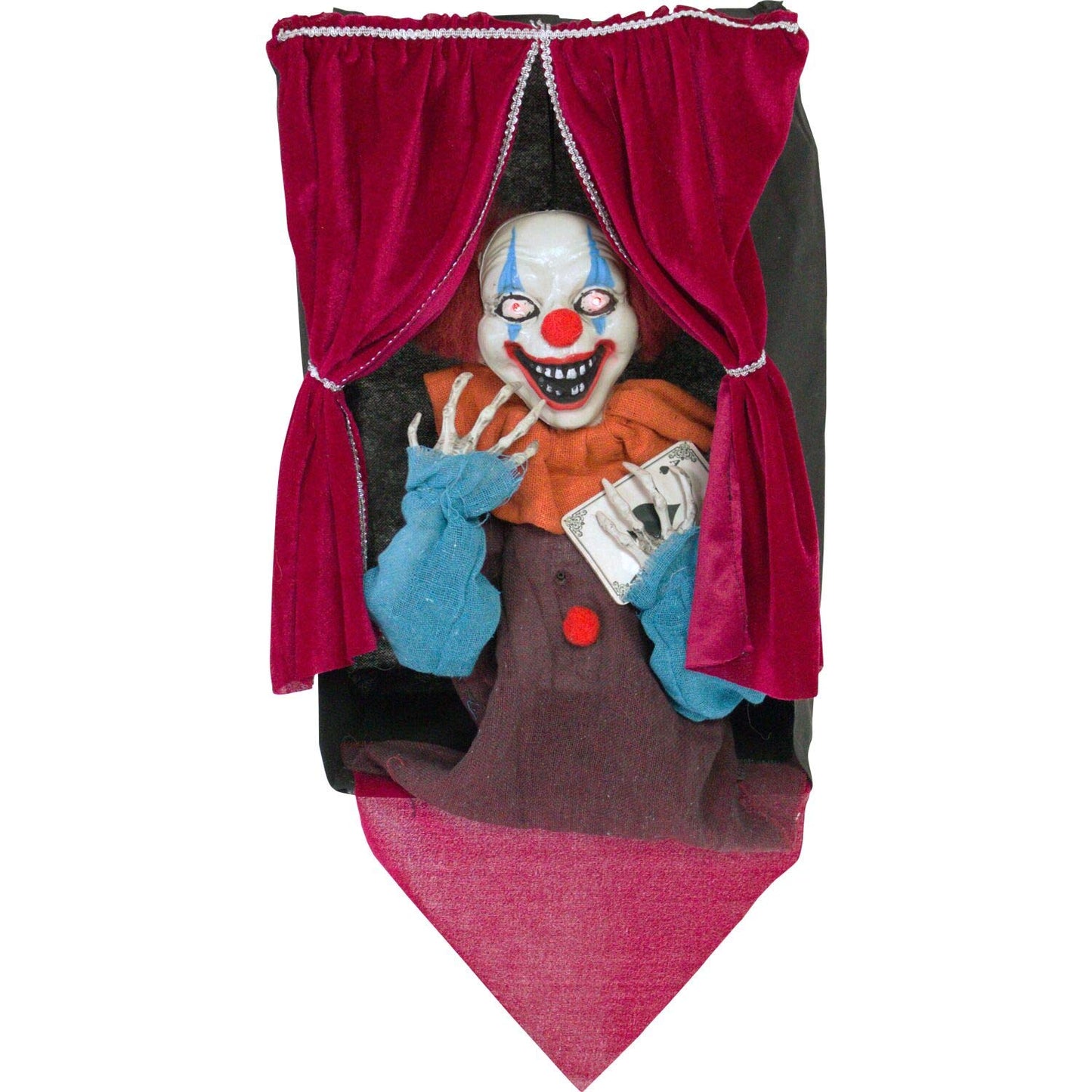 Haunted Hill Farm Talking Clown Halloween Animatronic with Flashing Red Eyes, Indoor or Outdoor Halloween Decorations, Battery Operated Creepy Halloween Props for Home or Haunted House