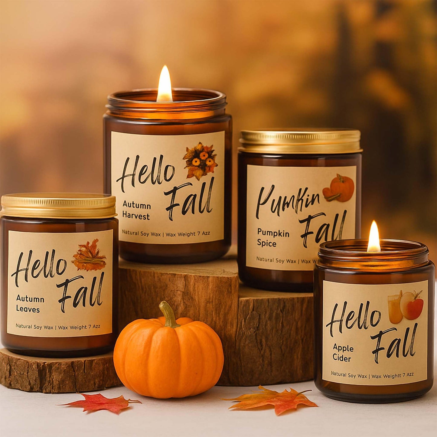 Lihome Fall Candles, Fall Decorations for Home - Fall Gifts for Women, Natural Soy Wax Scented Candles Set(4pcs)