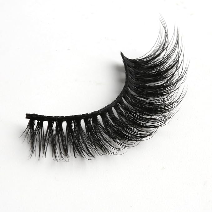 SUNWELL False Eyelashes 15mm Mink Lashes Cat Eye Lashes 8D Fluffy Wispy Foxy Eye Fake Lashes Strips Natural Look Faux Mink Lashes 10 Pairs Pack