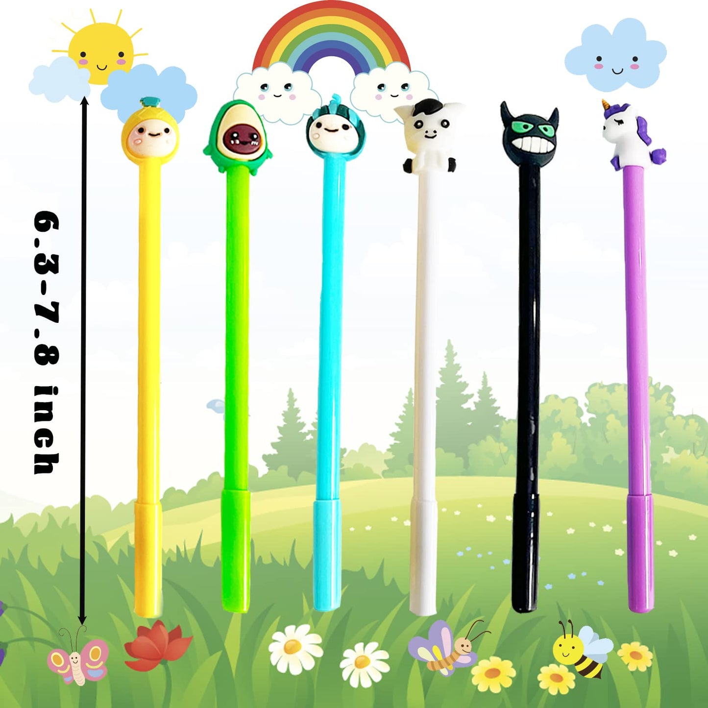 Muiyaneq 70 Pieces Cute Cartoon Gel Ink Pens,Random Novelty Kawaii Pens,Cool Assorted Styles Writing Pen for Kids,School Office Home Supplies,Gift