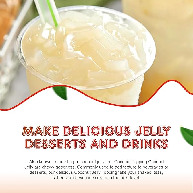 New Fanale Coconut Jelly Topping nata de coco for Boba Tea | Ice Cream | Yogurt | Smoothie | Milk Tea | Desserts (Coconut, 8.3 lb)