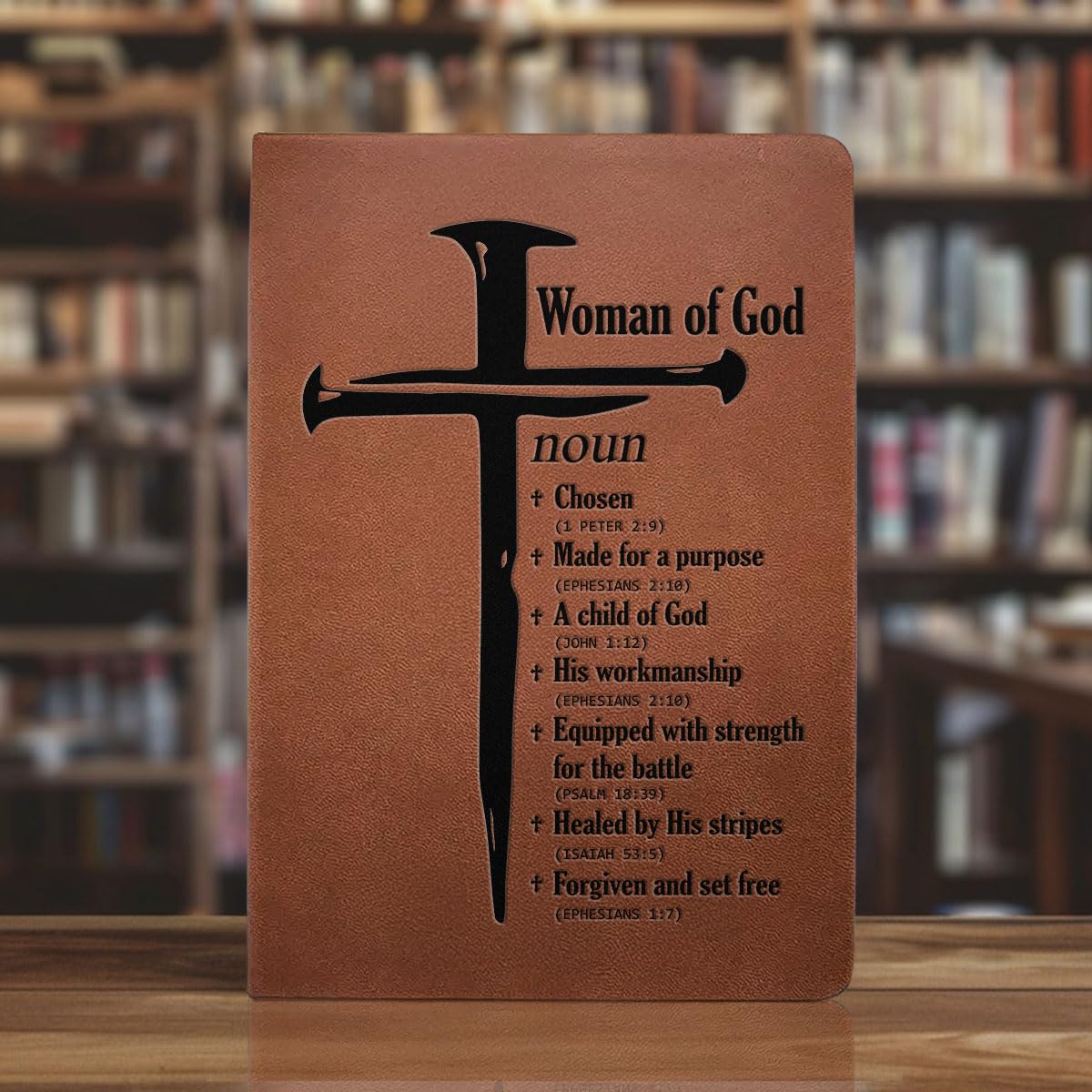 Jesuspirit - Personalized Leather Cover Notebook, Religious Christian Gifts For Men And Women, Bible Notebook For Women, Mom, Her On Mother Day, Birthday, Christmas (Man - Woman Of God)