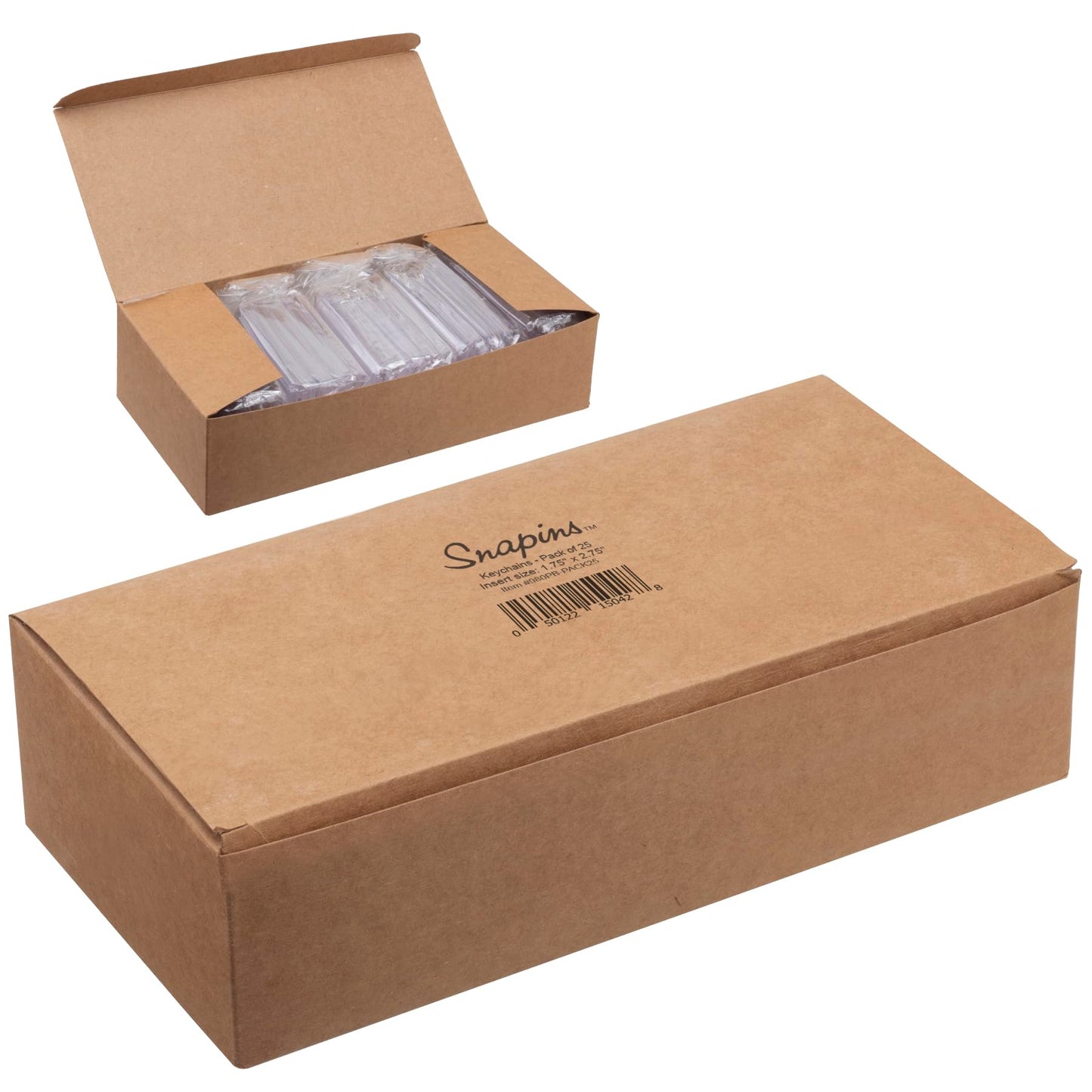 Snapins Acrylic 1.75" x 2.75" Clear Photo Keychains - Pack of 25