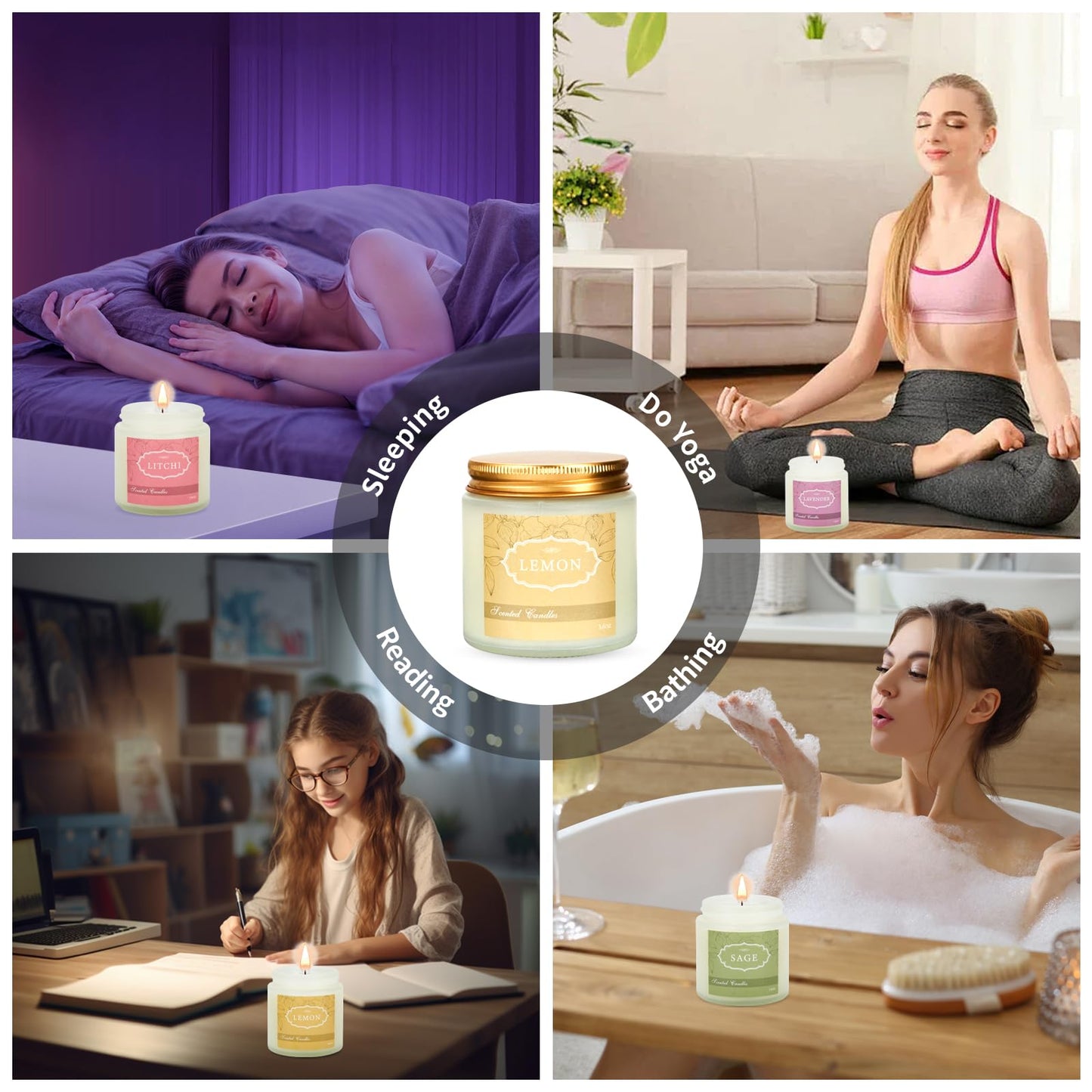 6 Pack Candles for Home Scented,Jar Candles,Lavender Candle,Aromatherapy Candle Gifts Set for Women,Long Lasting Scented Candles Gift for Birthday Mother's Thanksgiving Day Present