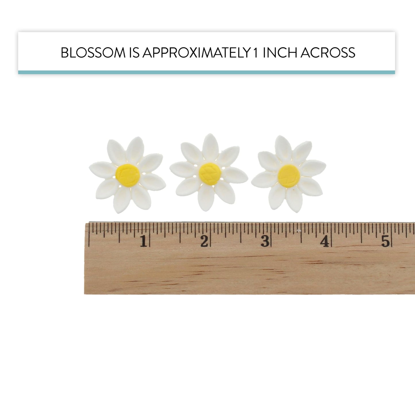 Edible Daisy Cake Decorations, 18 Count White and Yellow Sugar Flowers, Unwired 1 Inch, Daisy Cupcake Toppers, Edible Flowers Cake Decorations by Chef Alan Tetreault, Global Sugar Art