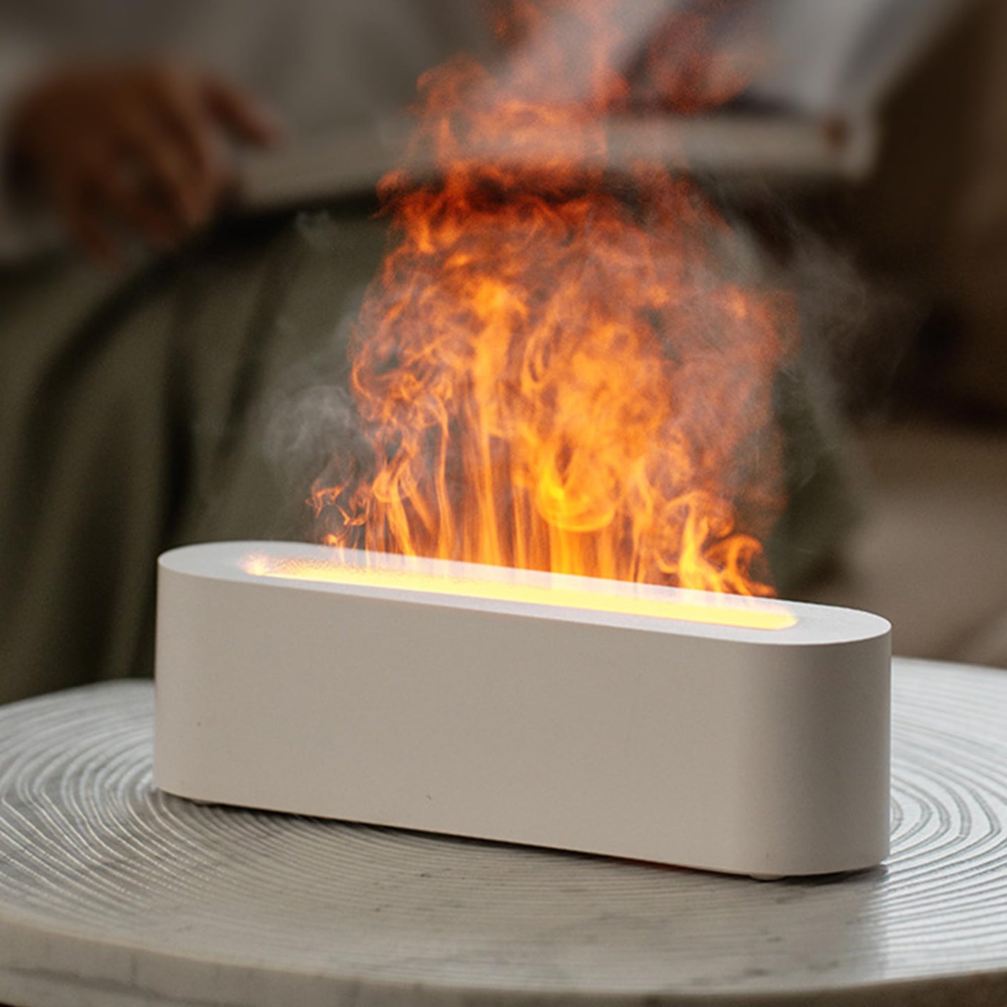 YALEDI Essential Oil Diffuser, Fireplace Fire Flame Aromatherapy Diffuser, 150ml Ultrasonic Cool Mist Humidifier, Scent Aroma Diffuser with 7 Colors Light, Timer & Auto-Off for Home, Room (White)