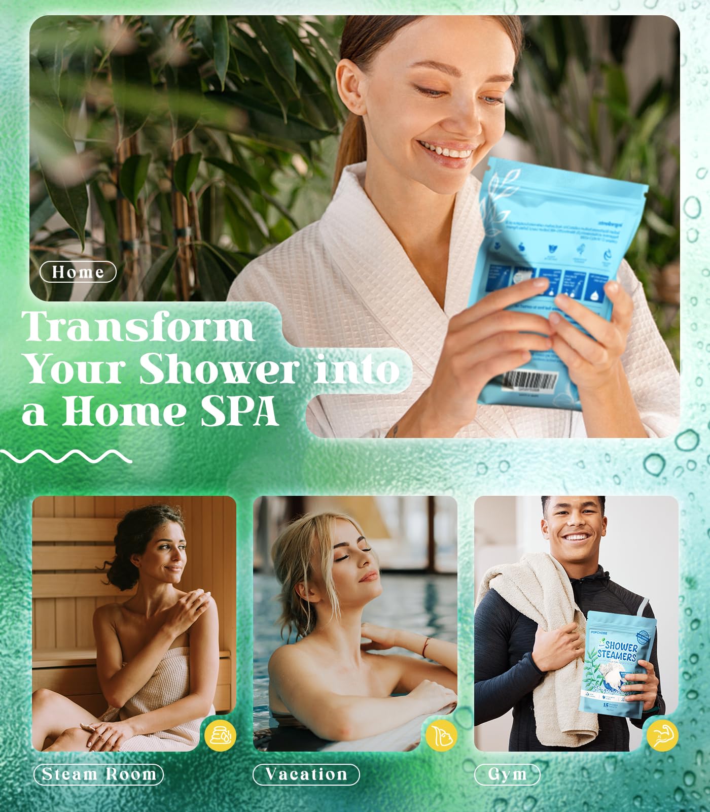 POPCHOSE Shower Steamers Aromatherapy - Eucalyptus for Shower, Stress Relief & Self Care- Home SPA Gifts, Birthday Gift for Women & Men, Shower Steamers for Sinus Relief, Quick Relief Nasal Congestion