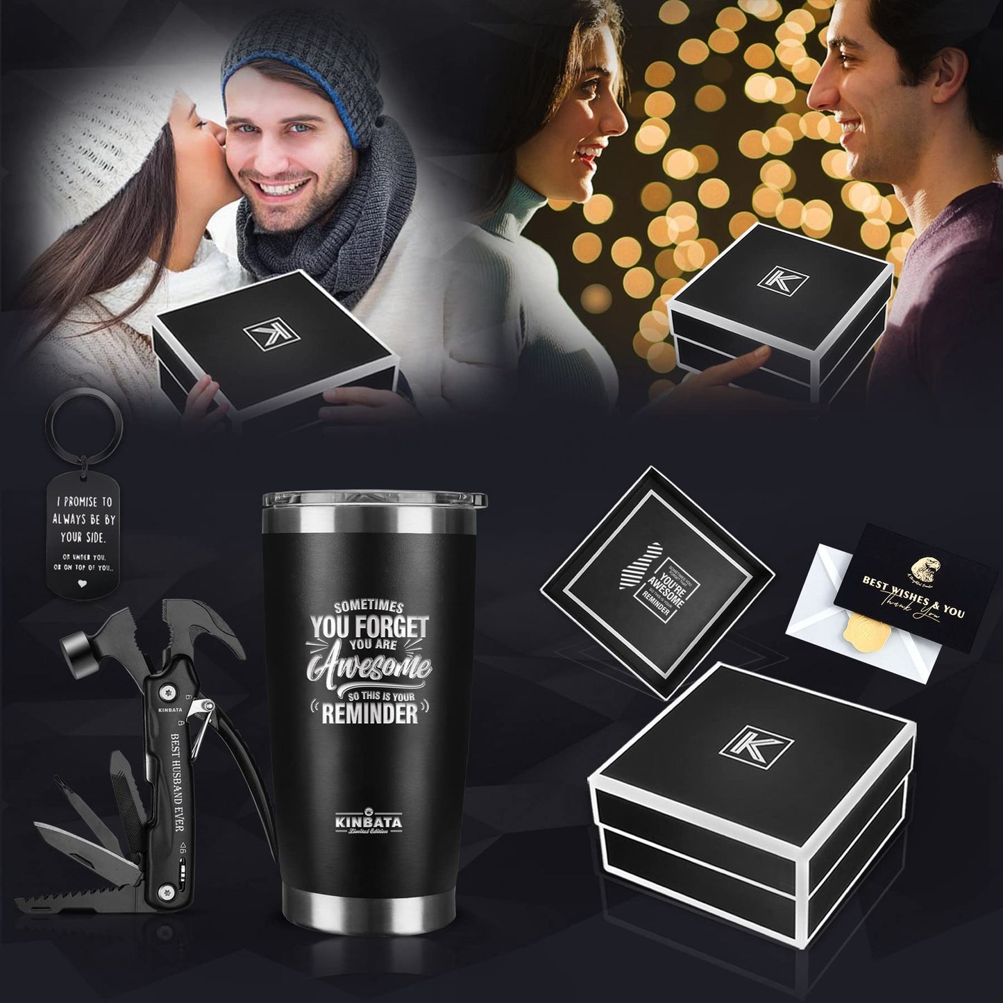 Gifts for Husband from Wife-Best Anniversary Basket Gifts for Men who has everything Fathers Day Funny Birthday Gift Ideas for Him Christmas Unique Romantic Presents Sets, All in One Hammer Multitool