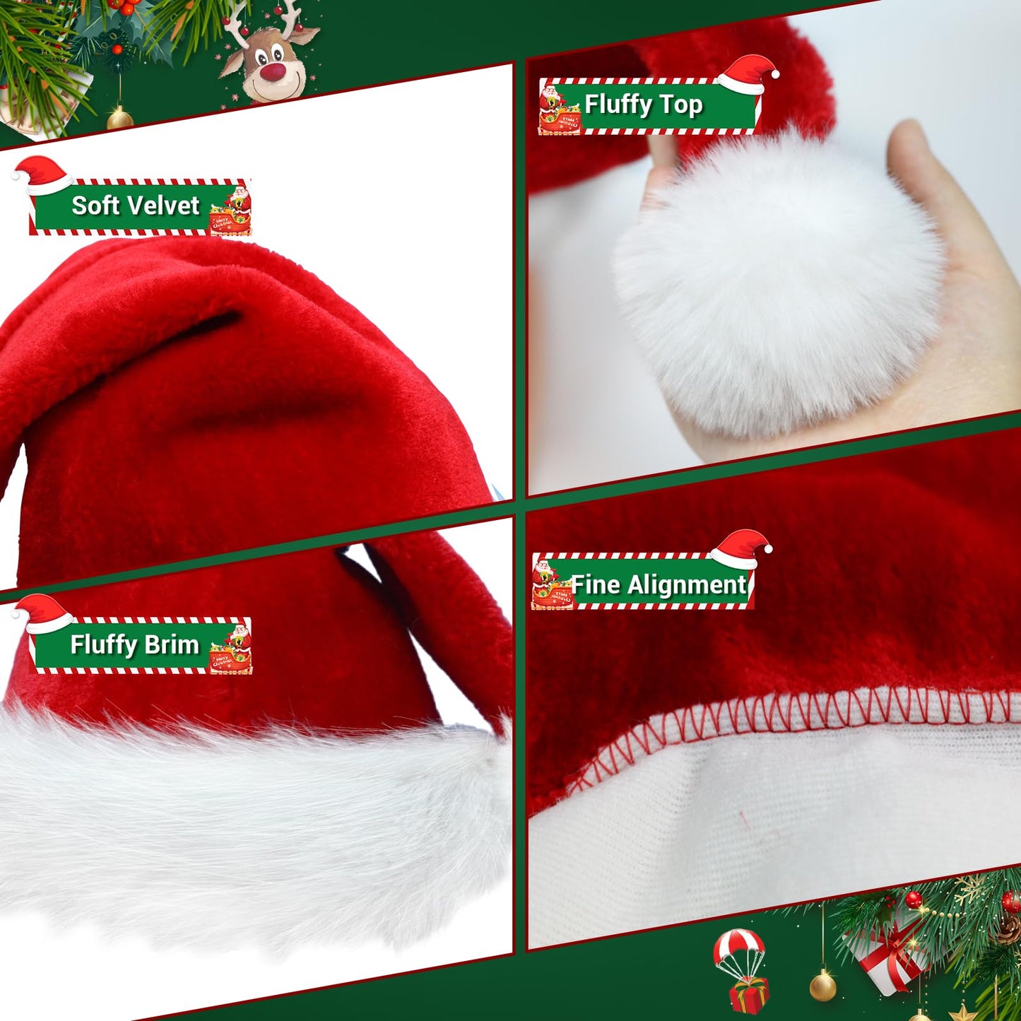 ROSAUI Santa Hats Beard and Wig Christmas Decorations Premium Adult Santa Claus Costume Set for Festive Celebrations | Complete Look for Merry Christmas