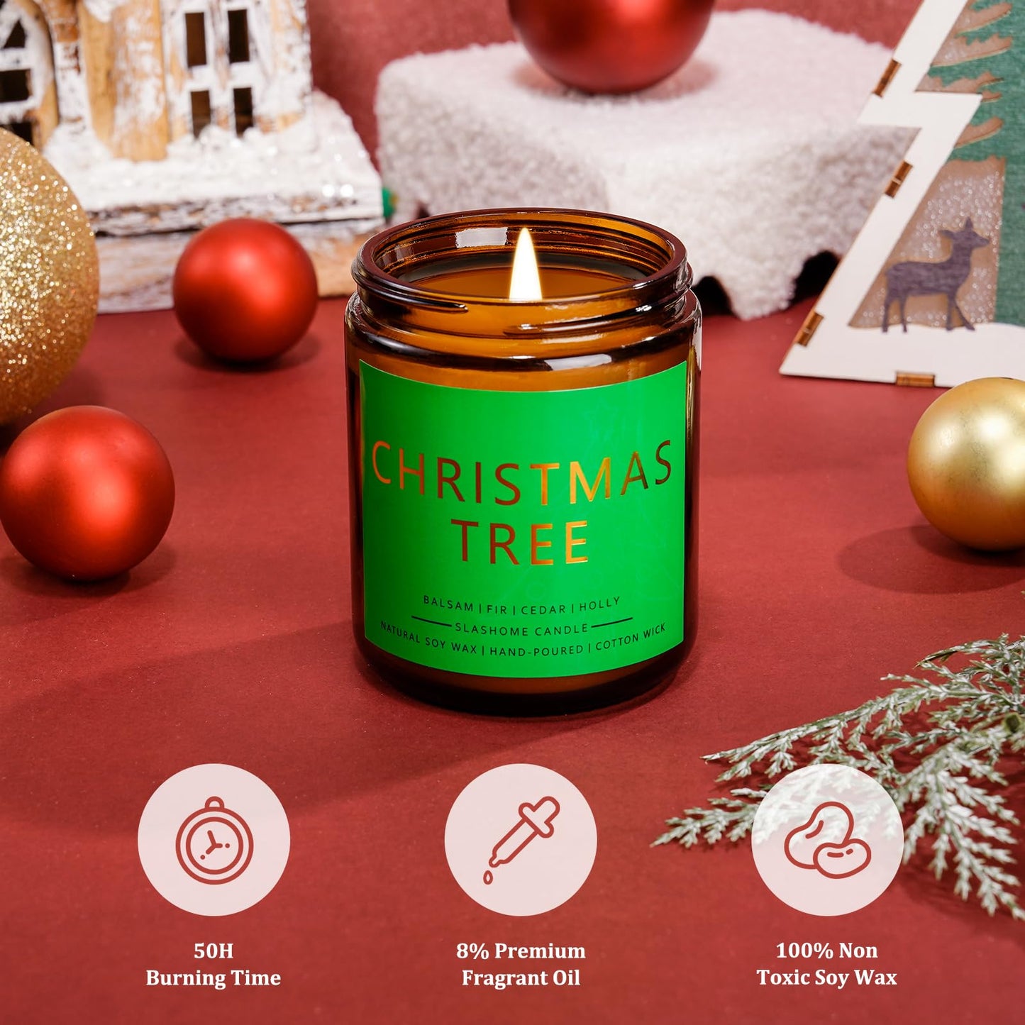 Christmas Candle Set | 4 Pack Scented Candles for Home | Holiday Gifts for Women & Men | Soy Candles with Scents of Christmas Tree, Cookies, Spices & Apple Cider
