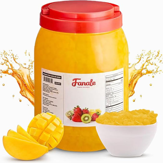 New Fanale Coconut Jelly Topping nata de coco for Boba Tea | Ice Cream | Yogurt | Smoothie | Milk Tea | Desserts (Mango Star Shaped, 6.6 lb)