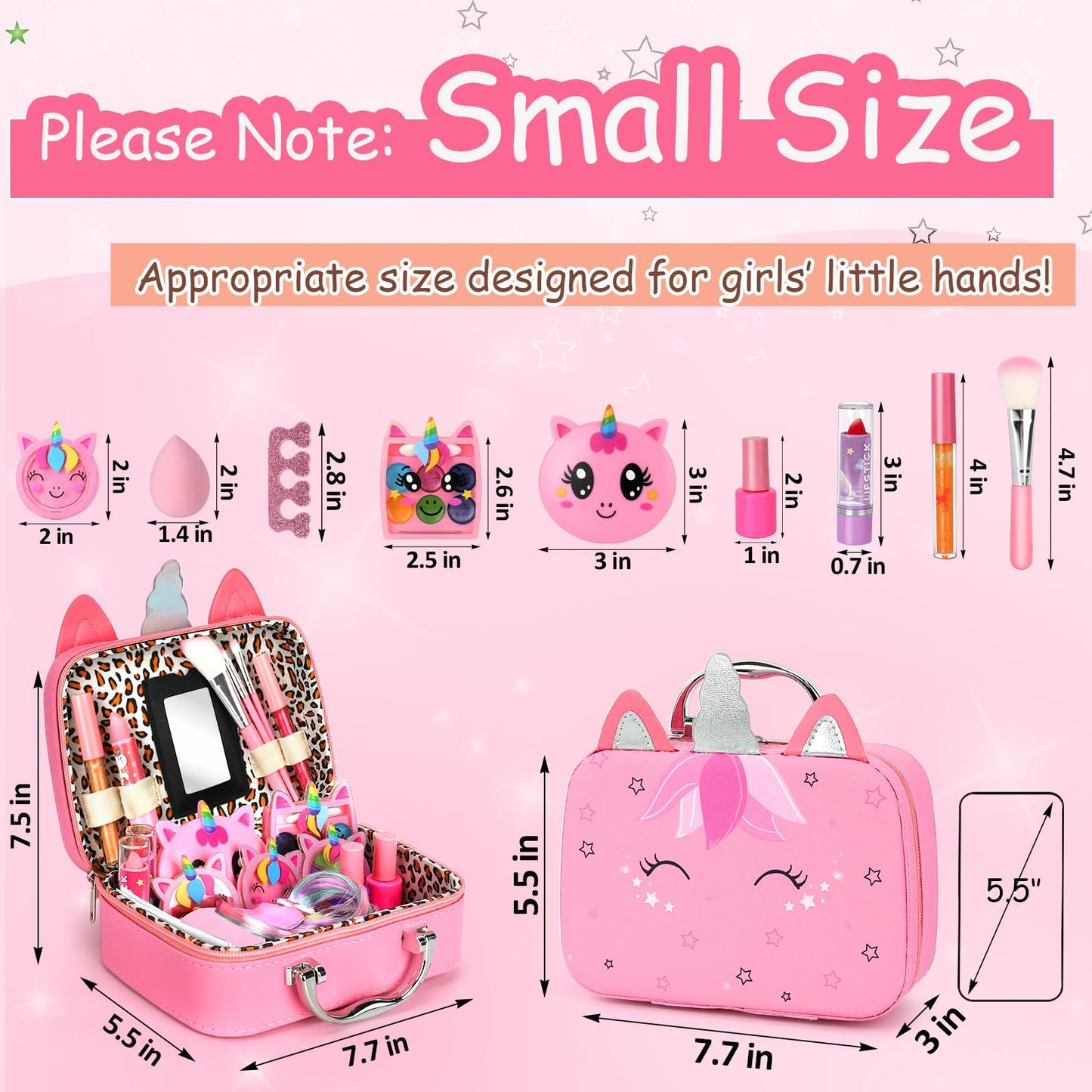 Heaning Kids Washable Makeup Girls Toys - Real Makeup Kit Kid Make up Set for Toddlers Children Princess Dress Up Christmas Birthday Gifts Toys for 3 4 5 6 7 8 9 10 11 12 Year Old Girls