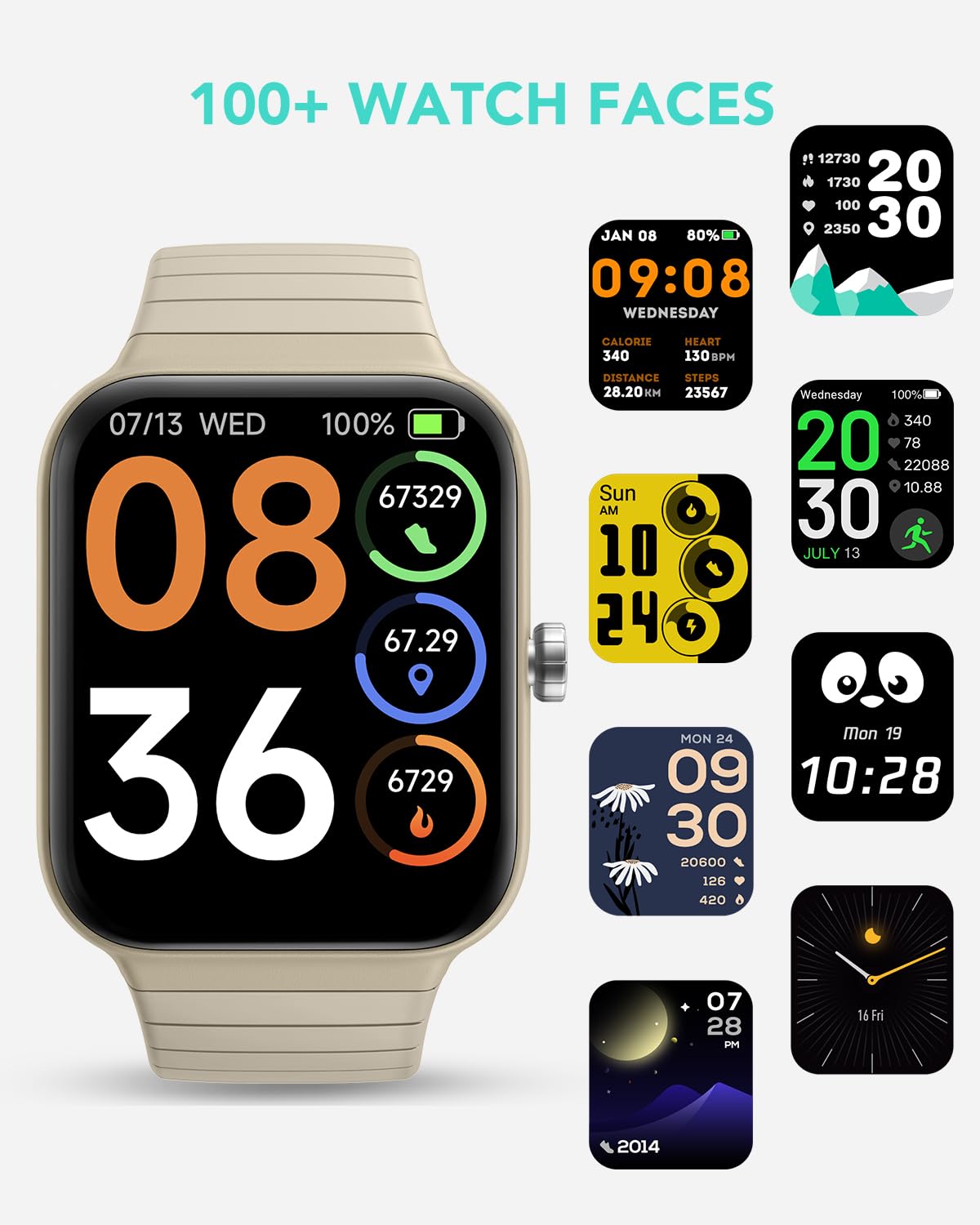 Smart Watch for Women Men with 2 Bands, Alexa Built-in 1.8" Smartwatch (Answer/Make Call) 100+ Sports Fitness Watch with Heart Rate SpO2 Monitor IP68 Waterproof iOS Android Compatible