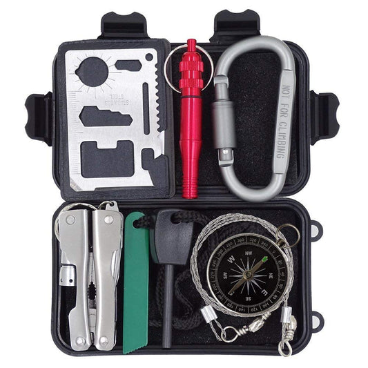 Outdoor Survival Kit 7 in 1,Mini Emergency Survival Gear Small Camping Equipment Pocket Tool Gadgets Stocking Stuffers Ideal for Boys Kids Hiking