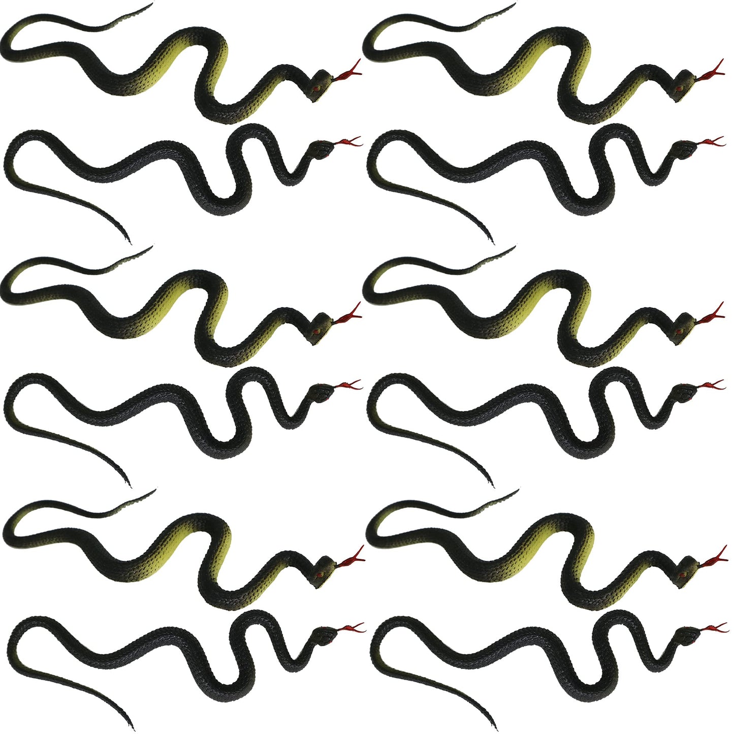Haconba 20 Pack Realistic Rubber Snakes Plastic Snake Toys Fake Snakes for Party Favors Halloween Decoration Gag Toys, Prank and Prop 17.7 inch