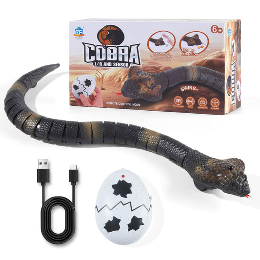 AMCHSURI Remote Control Snakes Realistic Rc Snake Prank Cobra Rechargeable Smart Sensing Cat Toy with Infrared Controller Snake Toys, Remote & Auto-Sensing Modes, Hilarious Prank Gifts for Boys Age 6+