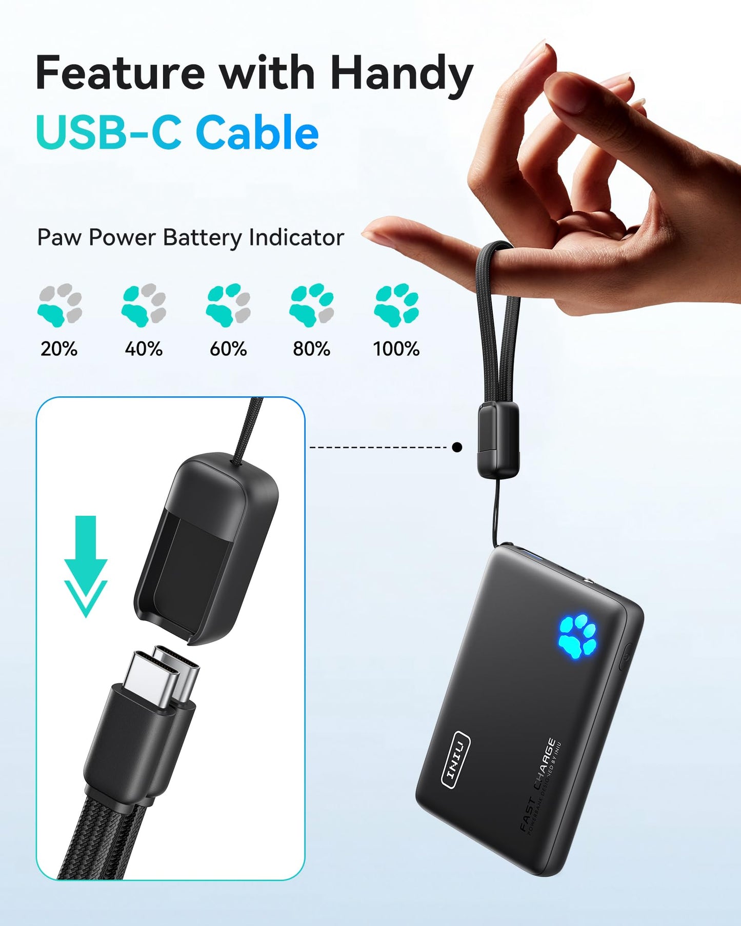 INIU Portable Charger, Ultra Slim 10000mAh 45W PD Power Bank, USB C in&Out Fast Charging Battery Pack, Travel Essential Phone Powerbank Compatible with iPhone 16 15 14 Samsung S22 S21 Google iPad etc