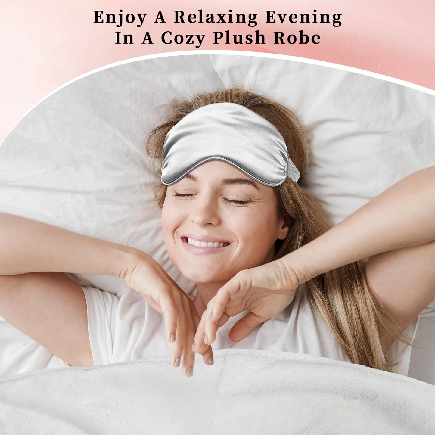 my novel things Birthday Gifts for Women,Spa Robe and Slippers Set, Bathrobe With Silky Satin Sleep Mask, Scented Candle Self Care 7 Pack Suitable for Christmas Thanksgiven Day Grey