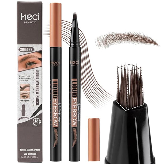 Eyebrow Pen,Angled Brow Brush,Eyebrow Pencils for Women,Natural Brow Pen,Hair-Like Strokes, 24hrs Long-Lasting,Waterproof, Smudge-Proof, Easy to Use,Multiple Uses,Gifts for Her, Dark Brown