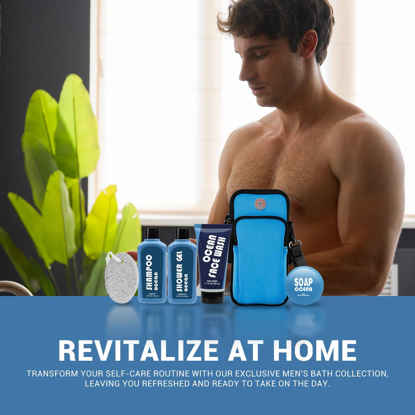 Bath and Body Wash Gift Set for Men, 6 Pcs Post-Workout Bath Gifts for Men, Cleanses, Hydrates, Refreshes, Mens Father's Day, Birthdays, Holidays Gifts Ideas