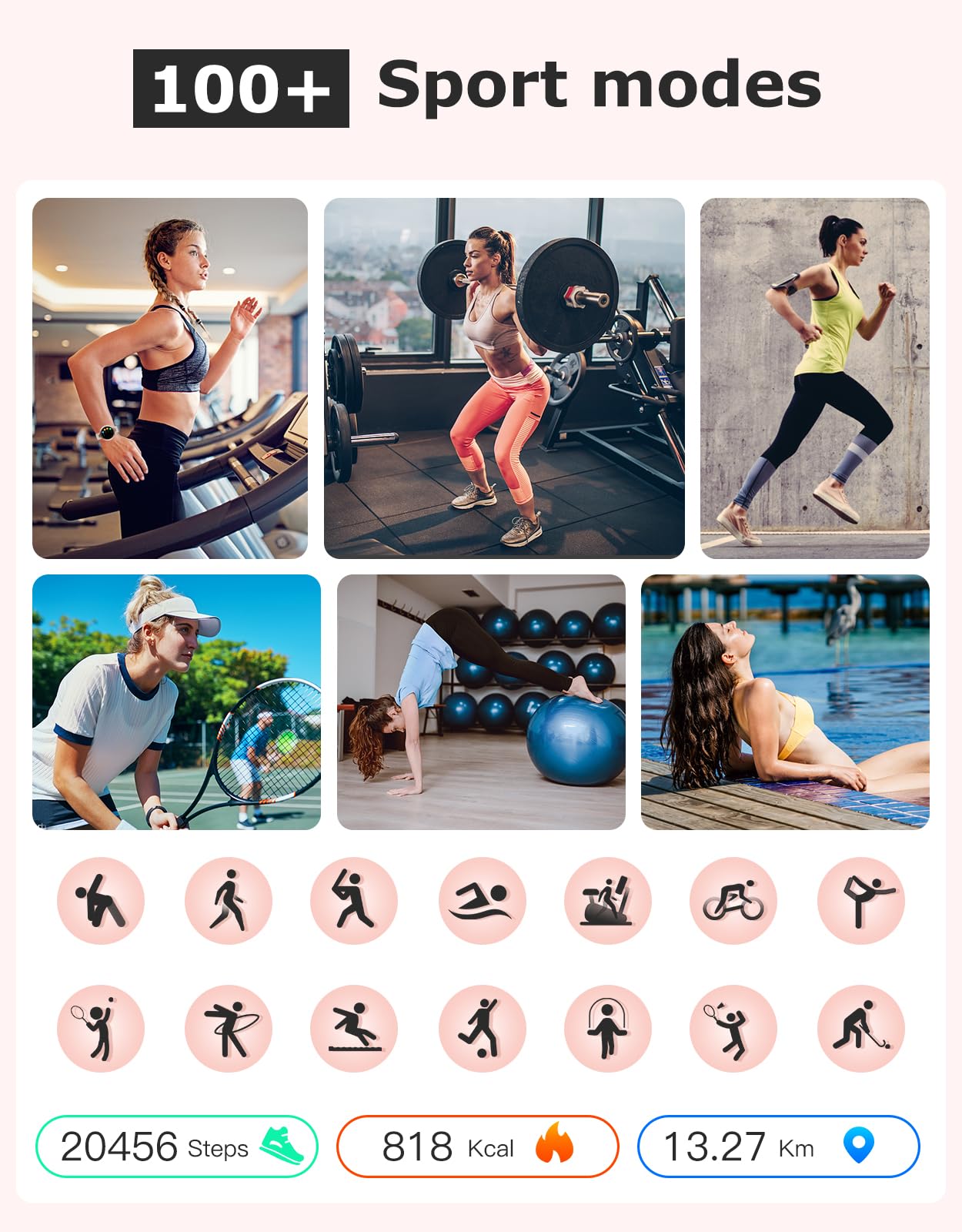 SHANG WING Fitness Tracker, Round Fitness Watches for Women with Bluetooth Call Heart Rate Monitor Sleep Tracker Calorie/Step Counter, Birthday Gift for Women Lady Mom Waterproof Starlight