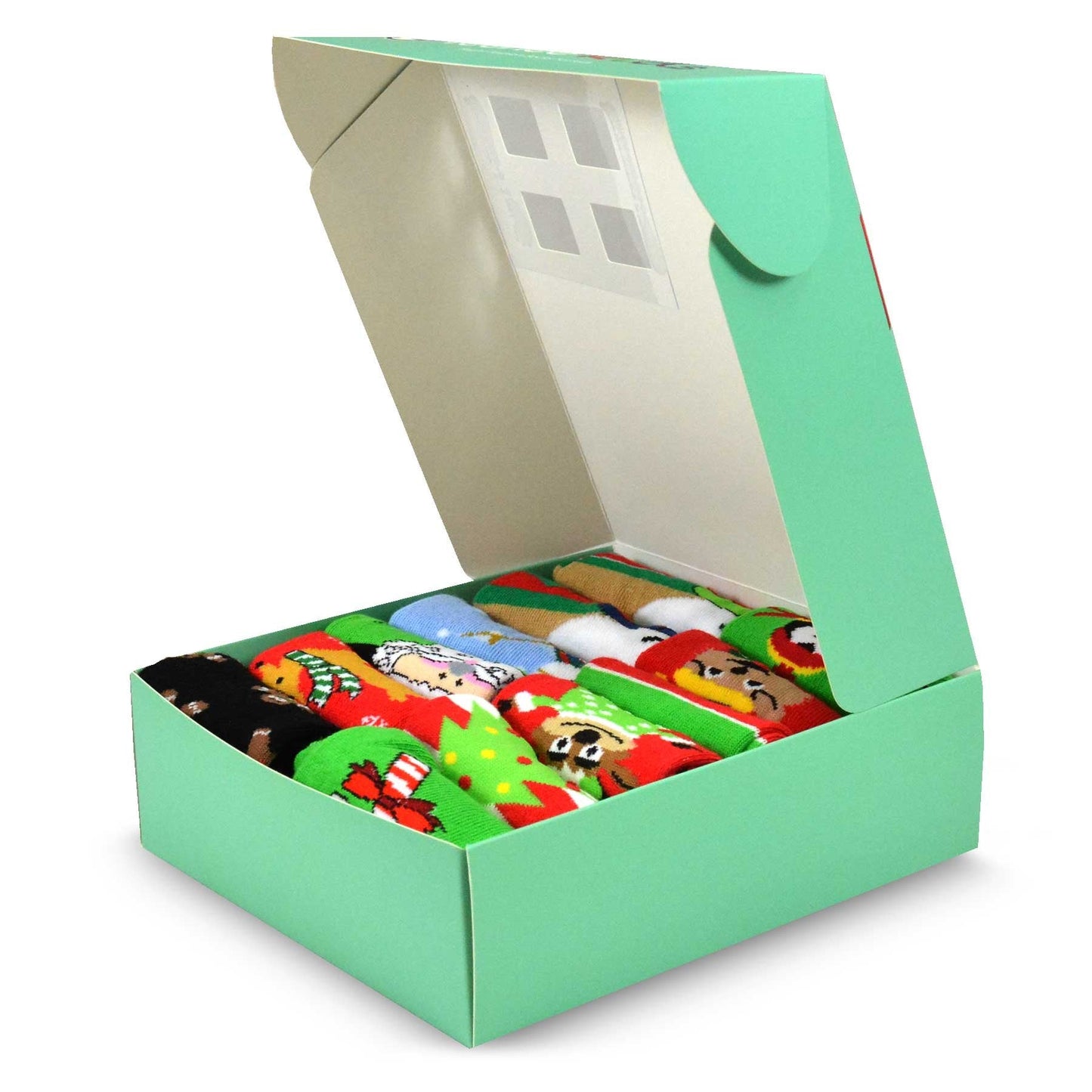 TeeHee Christmas 12-Pair Cotton Socks, Great Value Gift Box for Kids (3-5 Years, Snowman)