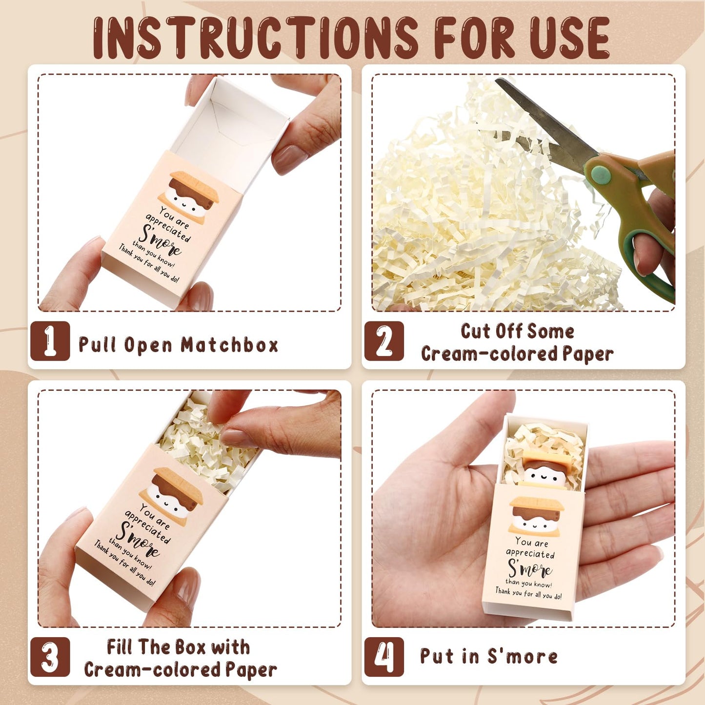 Wettarn 24 Sets S'more Appreciation Gifts Bulk Marshmallow with Box Party Favors Thank You Gift Rewards for Students Teacher Employee Nurse Coworkers Staff Team