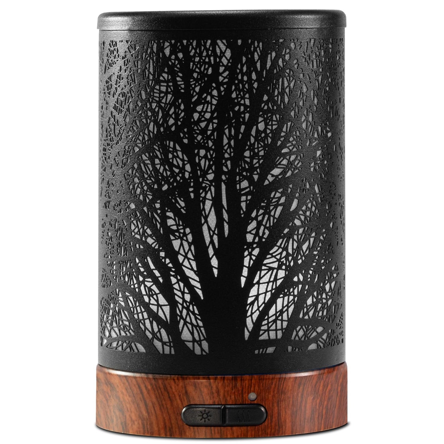 EQUSUPRO Essential Oil Diffuser 150ml Black Metal Aromatherapy Oil Diffuser Ultrasonic Cool Mist Diffuser with Auto Shut-Off Protection,7 Colors Changed LED for Home Office SPA Yoga