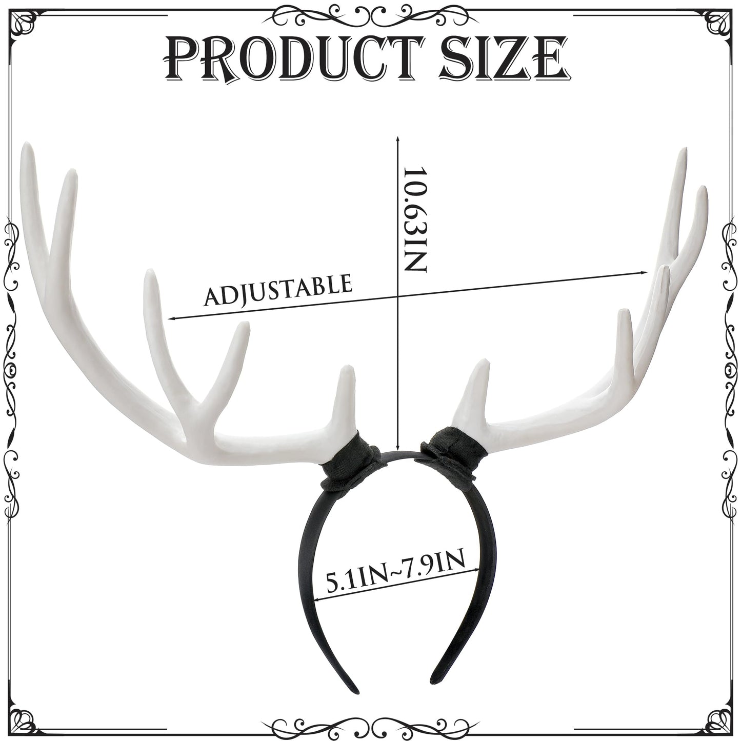 MOSTORY White Antler Horns Headband - Reindeer Headband Big Deer Horn Hairband for Halloween Renaissance Renfaire Accessory Cosplay Photo Shoot