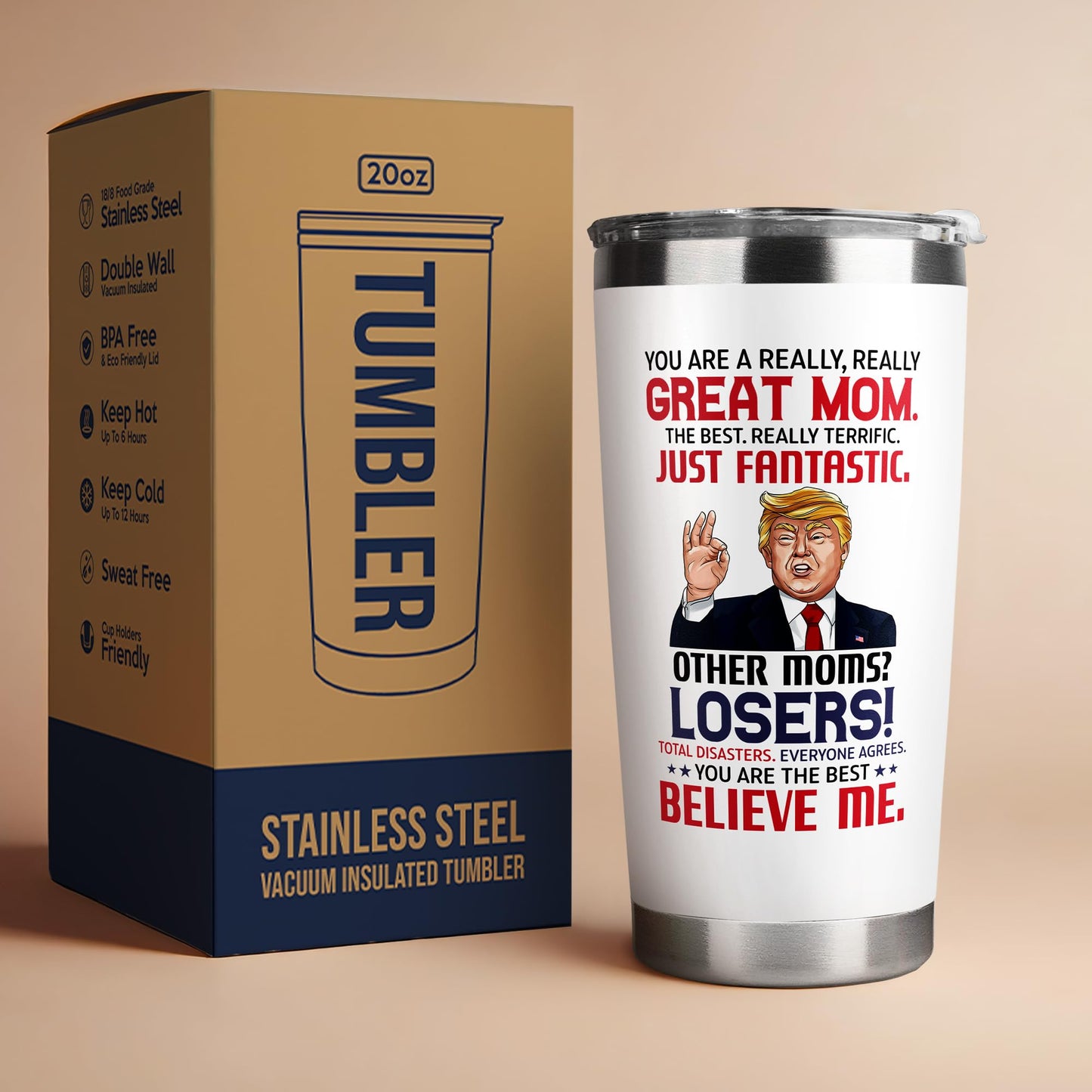 UMACVN Gifts for Mom from Daughter Son - Christmas Gifts for Mom Wife - Birthday, Christmas, Valentines Day Gift for Moms - Gift for Mama, Moms, Mother - 20 Oz Stainless Steel White Tumbler