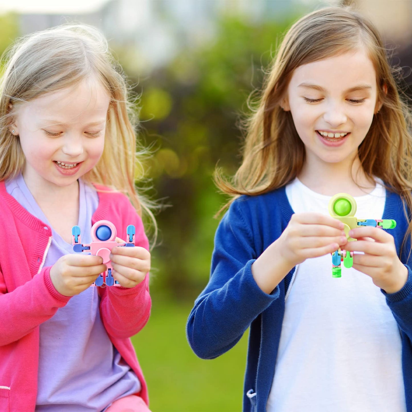 Hanaive 24 Pcs Robot Fidget Spinners Transformable Fingertip Gyro Chain Toy Deformable DIY Stress Relief Fidget Sensory Toys Adults Piñata Goodie Bag Birthday School Gift