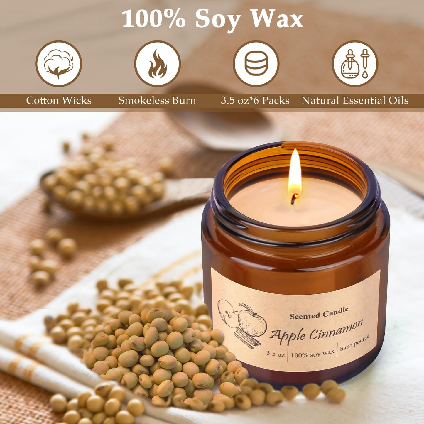 6 Pack Candles for Home Scented, Aromatherapy Jar Candles Gift Set for Women, Long Lasting Burn Soy Wax Candle, Scented Candle Gift Set for Birthday Easter Mother's Day