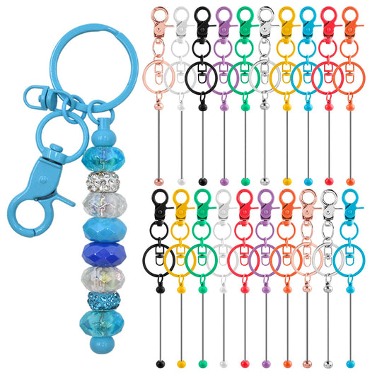 DNLEGULI 20 Pcs Beadable Keychains Bulk Kit – DIY Keychain Making Supplies with Metal Blanks for Crafts, Jewelry, Charms, Custom Projects – Blank Chain Bars for Beaded Keychain Design (Colourful)