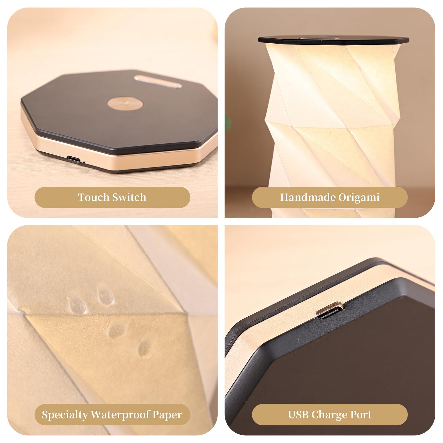 Travel Gifts Portable lamp with Touch Dimmer, Travel Lamp Warm Light, Foldable Paper Lamp, Rechargeable Small Battery Table Lamp for Bedroom Living Room, Traveling gifts for Women, Men & Couples