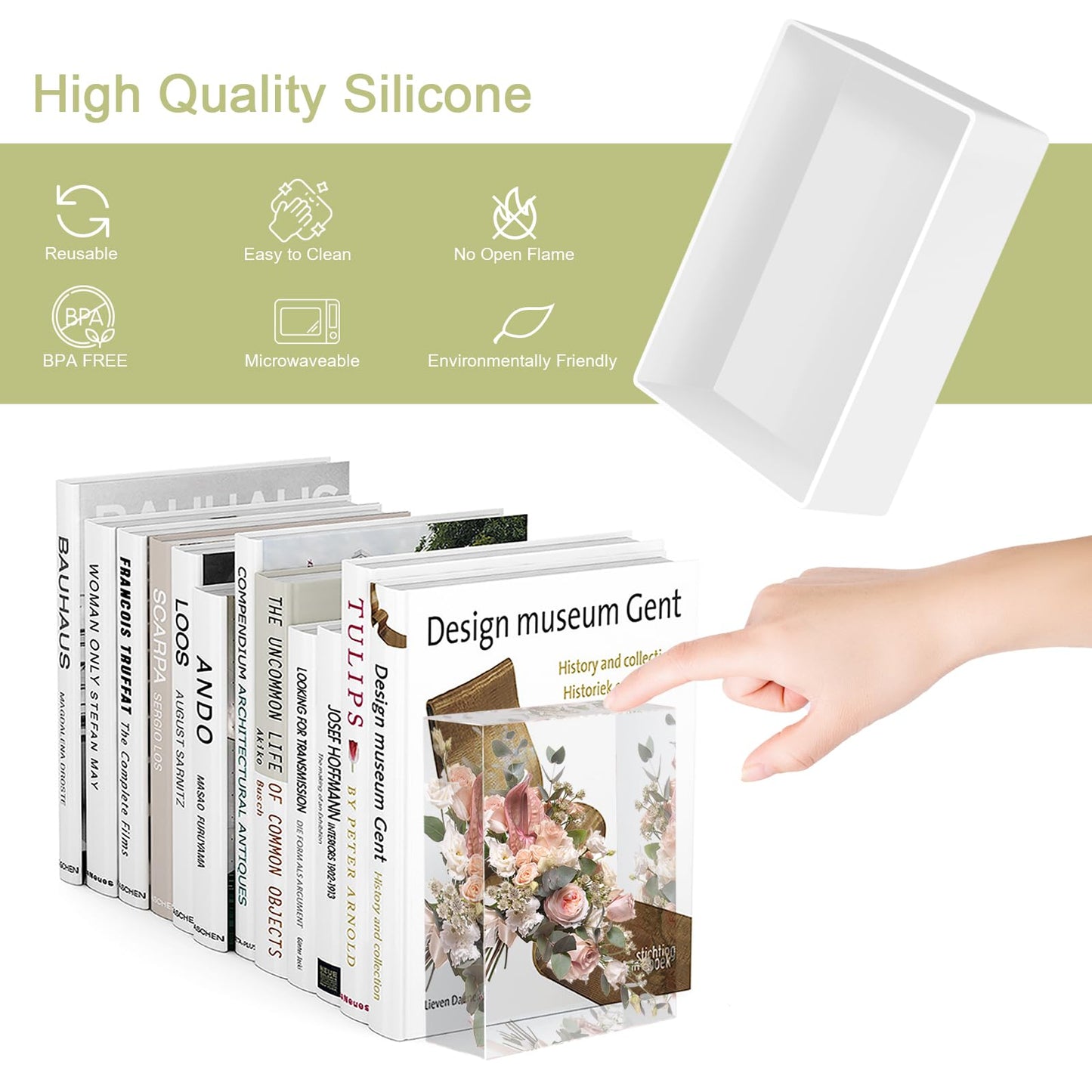 Large Resin Molds, Rectangle Silicone Molds for Epoxy Resin, 5 PCS Cuboid Resin Moulds with Wooden Support, Deep Casting Molds for Preserving Flowers, Insect Specimens, DIY Gifts, Furniture Decoration