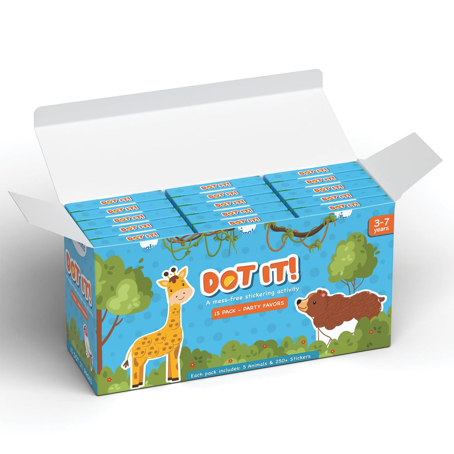 Skillmatics Party Favors (Pack of 15) - Dot It Animal Sticker Art for Kids, 500+ Stickers, Mess-Free Crafts, DIY Travel Activity, Return Gifts for Boys & Girls Ages 3, 4, 5, 6, 7