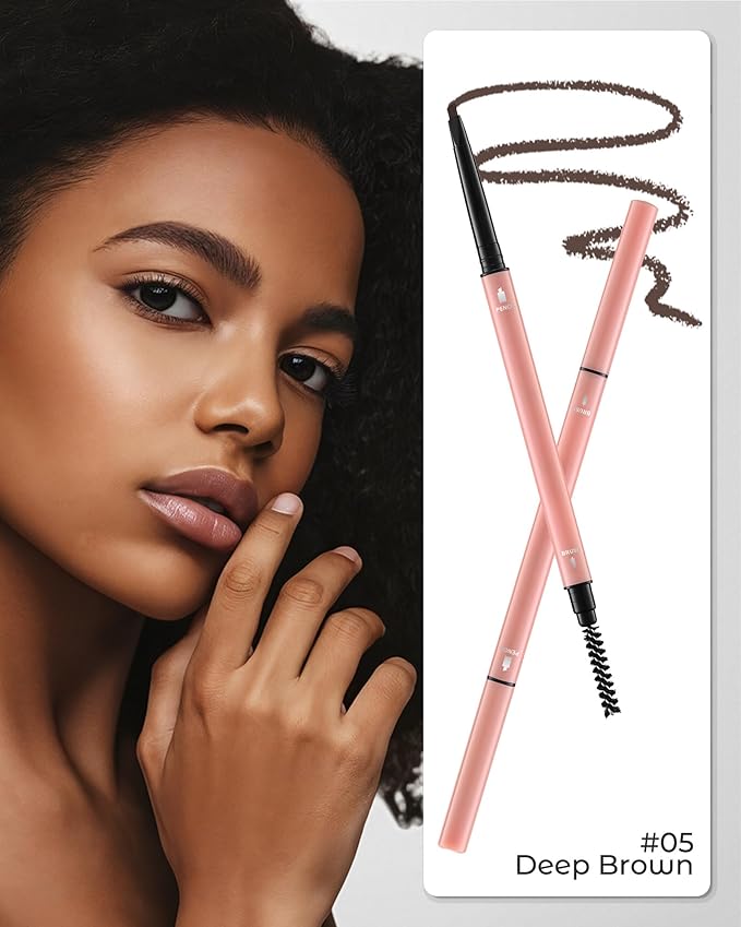 6Pcs Microblading Eyebrow Pencils Deep Brown Waterproof Eye Brow Pencil w/Eye Brow Razor & Scissors Kit 0.5mm Ultra-Fine Tip Creates Hair-Like Strokes for Women Effortless Natural Brows