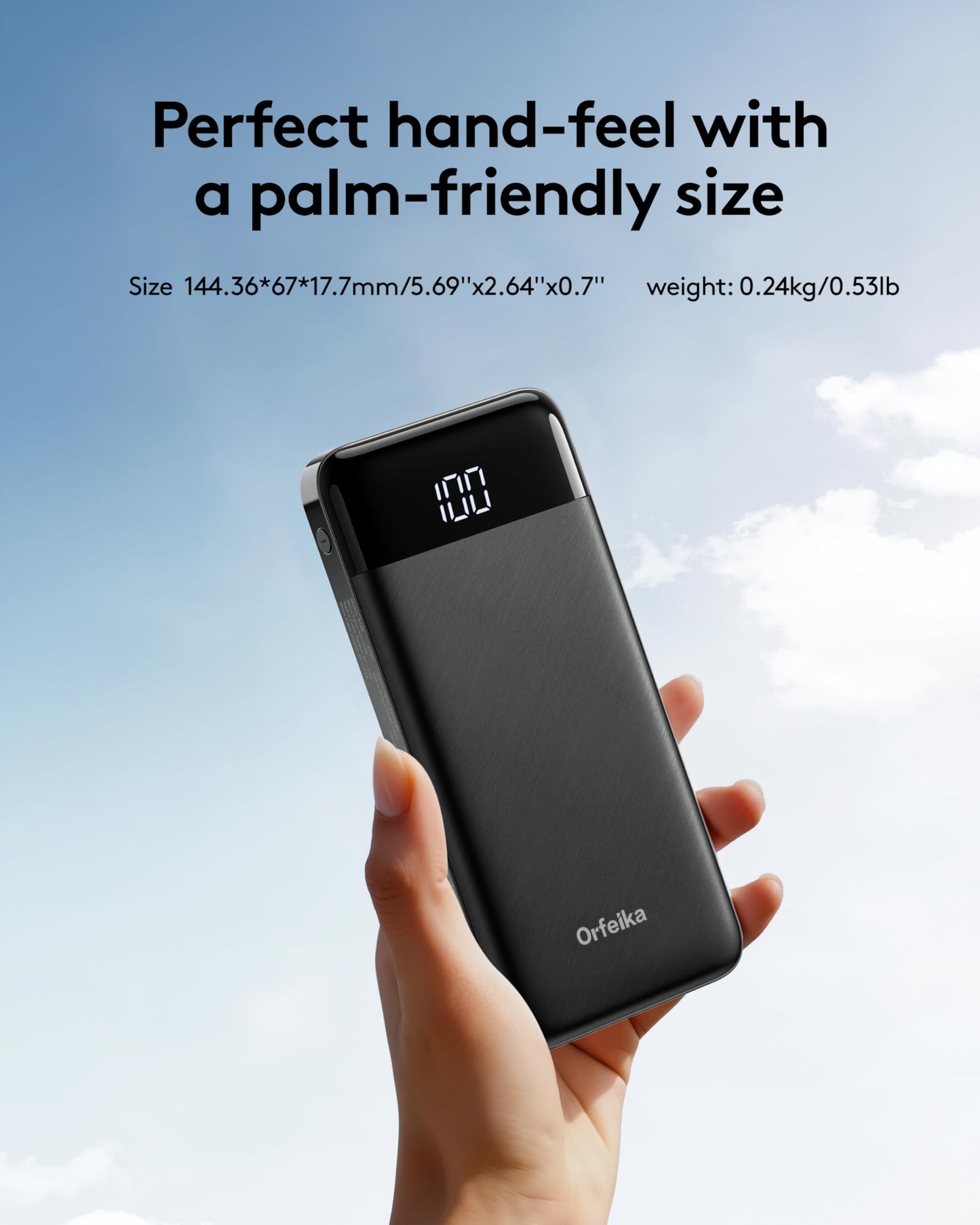 Orfeika Portable Phone Charger, 10000mAh Portable Charger Power Bank with Built-in Cables, Travel Essential Battery Pack Compatible with iPhone, Samsung, Google, iPads, Tablets, etc