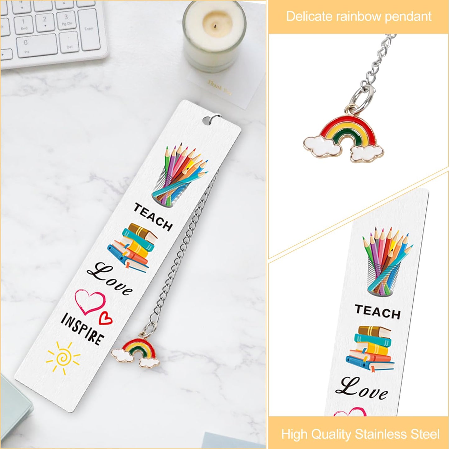 UAREHIBY 16 PCS Teacher Gifts in Bulk, Thank You Teachers Gifts With Makeup Bags, Teacher's Appreciation Week Keychain, Bookmark Gift for Teachers, Best Teacher Ever Pen Gift, Christmas Idea