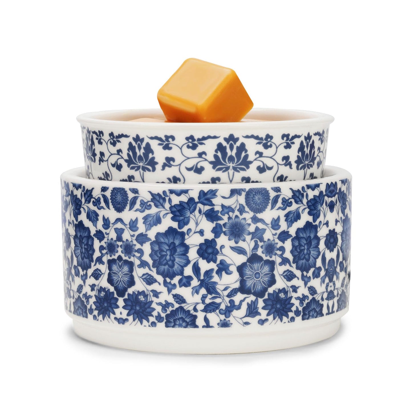 NAFANG Blue & White Porcelain Pattern Wax Melt Warmer,Ceramic 3-in-1 Electric Candle Wax Warmer for Scented Wax Melter Oil Burner for Home Office Bedroom Gift & Decor (with KD Iron Shelf)