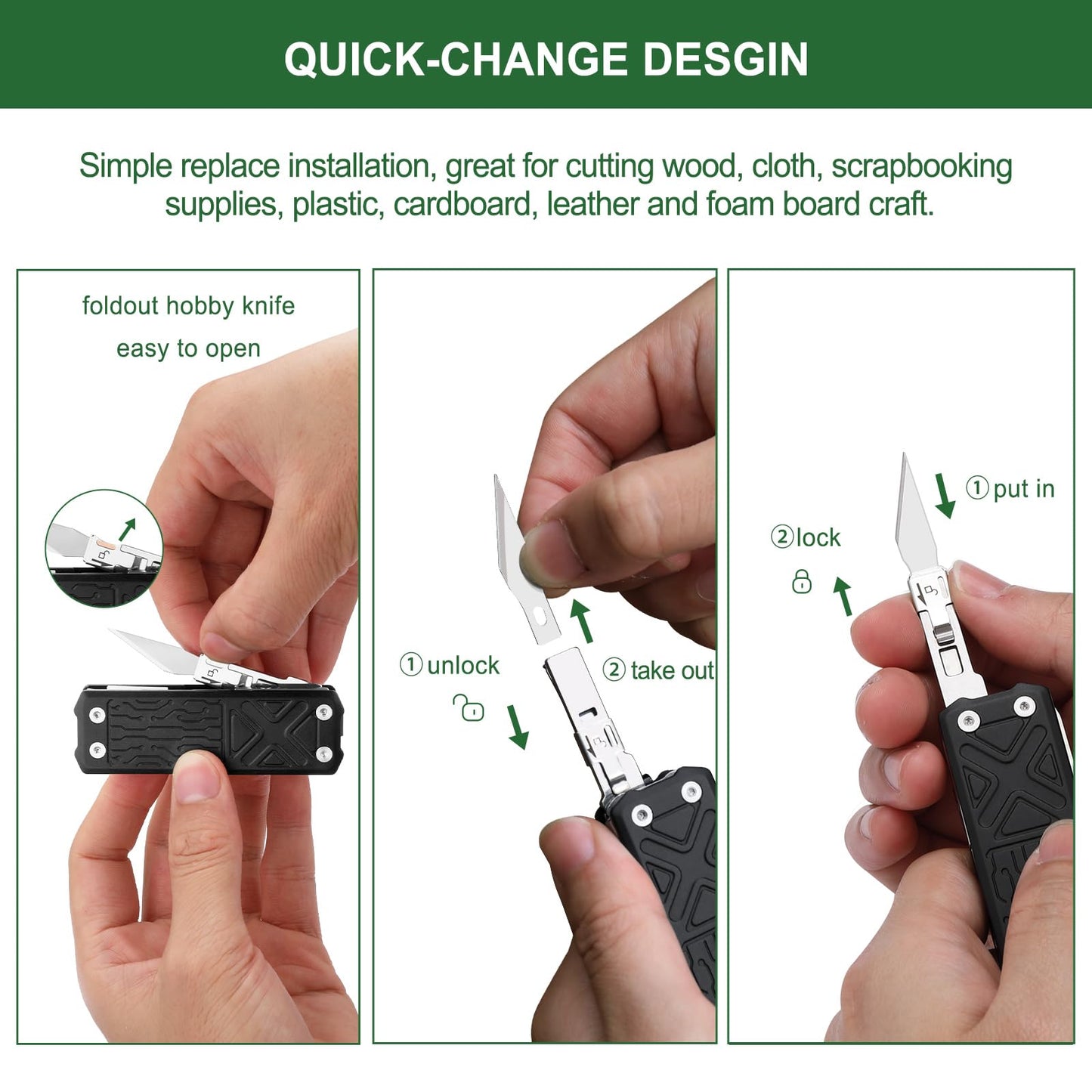 NexTool Pocket Tool E1, Pocket Knife Multi-Tool with Replaceable Folding Utility Knife, Dual Head Screwdriver and Scissors, Mini Multitool for EDC Carry, Engraving, Cutting and Repair, Small Multitool