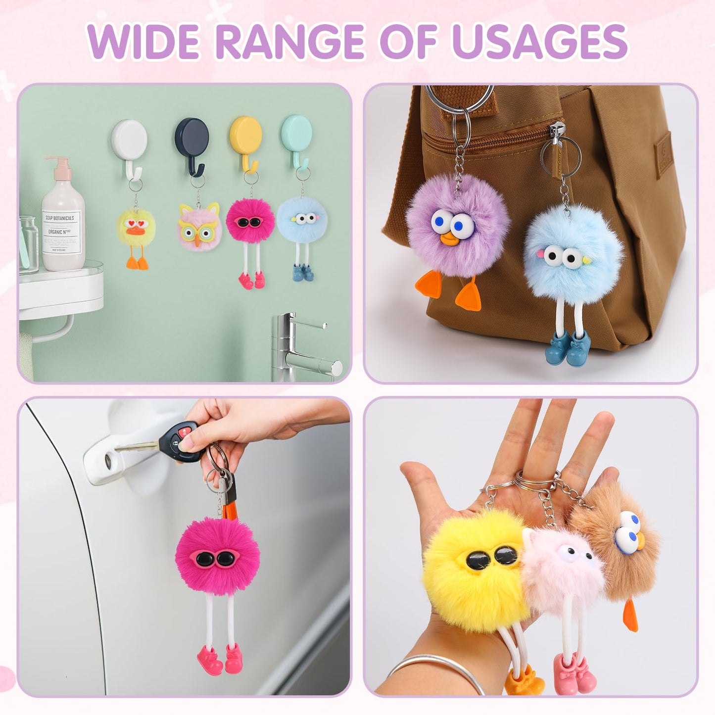 OMyFav 24 PCs Kids Keychains - Keychain Cute for Birthday Back-to-school Goodie Bags Pinata Toys Classroom Prizes Elementary Carnival Prizes in Bulk Party Favors 8-12 Back to School Gift