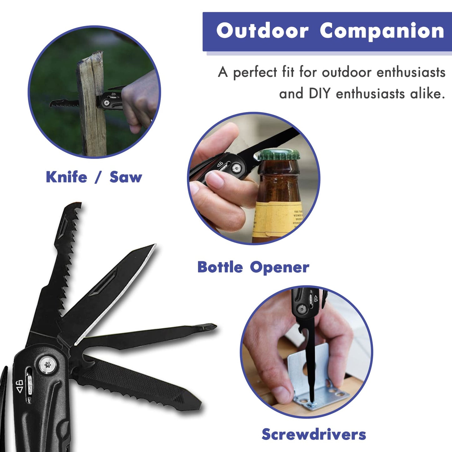 Father's Day Gifts for Men from Daughter Son Wife, Hammer Multitool Cool Gadgets Multi Tool with Gift Box Carrying Case Birthday Stocking Stuffers for Husband Him(Black)