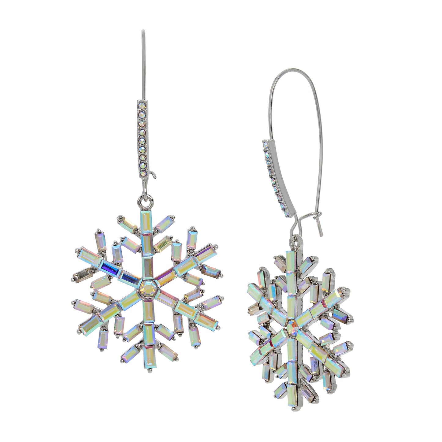 Betsey Johnson Womens Snowflake Dangle Earrings